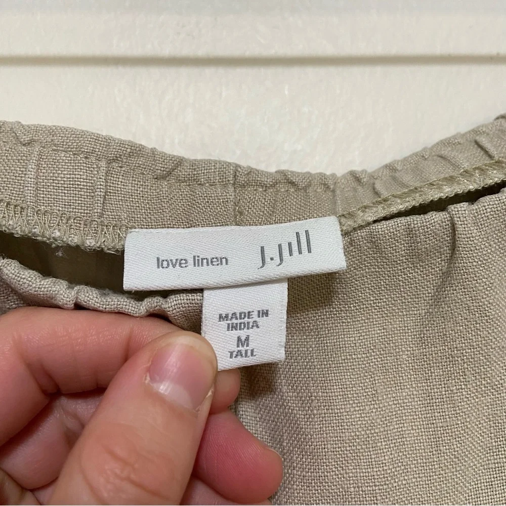 J. Jill Love Linen Beige Straight Leg Pull On Pants